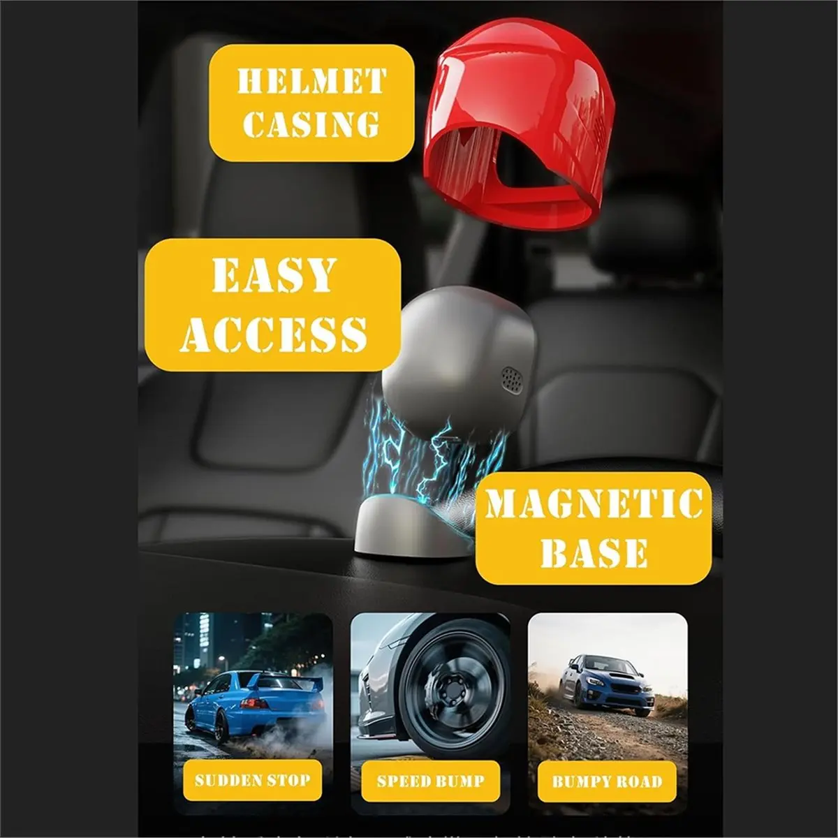 

Intelligent Car Mounted Electronic Pet Toy Ornaments with Facia Expressions Trendy Vehicle Companion Decorations Yellow