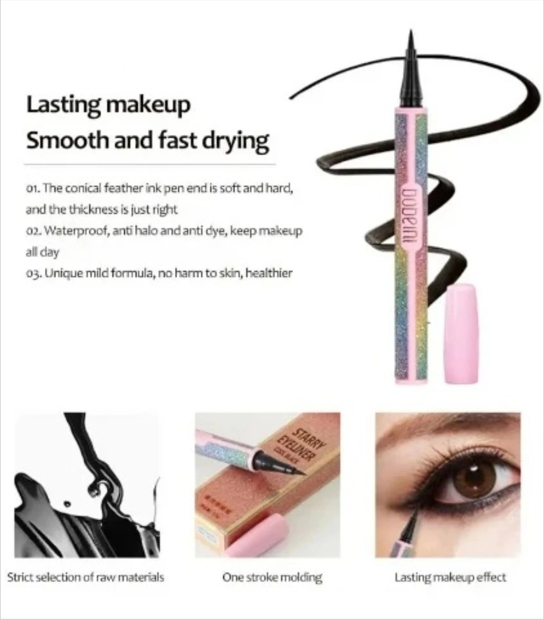 2-kleuren langdurige vloeibare eyeliner Ultrafijne borstel Eyeliner Pen Make-up Dames Eyeliner Oogcosmetica Beste waterdichte sneldrogende