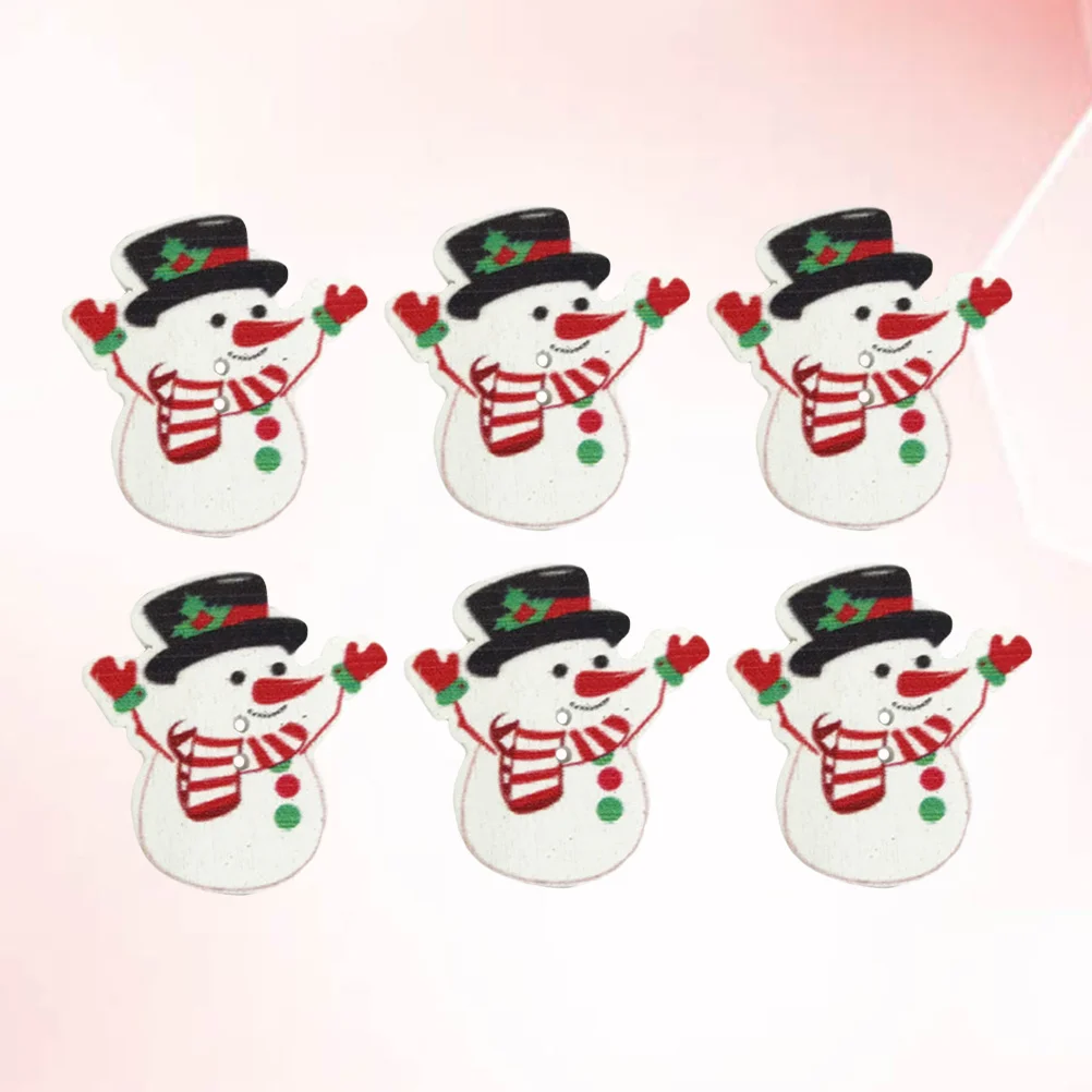 

50Pcs Wooden Snowman Shaped Buttons Two-Hole Decorative Buttons for Sewing Craft DIY Knitting Scrapbook Mixed Colors 35x32mm