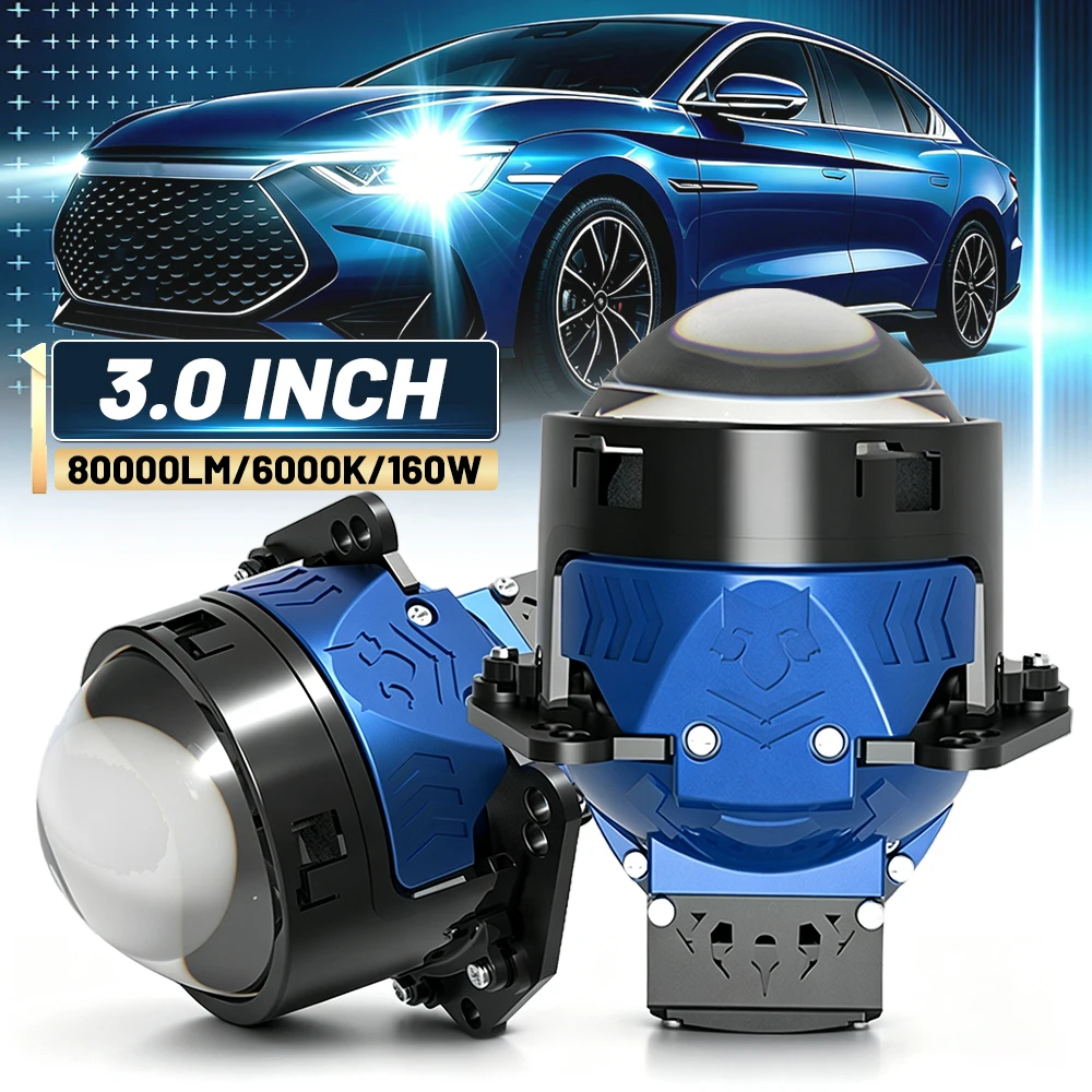 2PCS 3 Inch Bi LED Projector Headlights Lens 80000LM For Hella High Low Lights Motorcycle Retrofit Car Accessories 6000K 12V