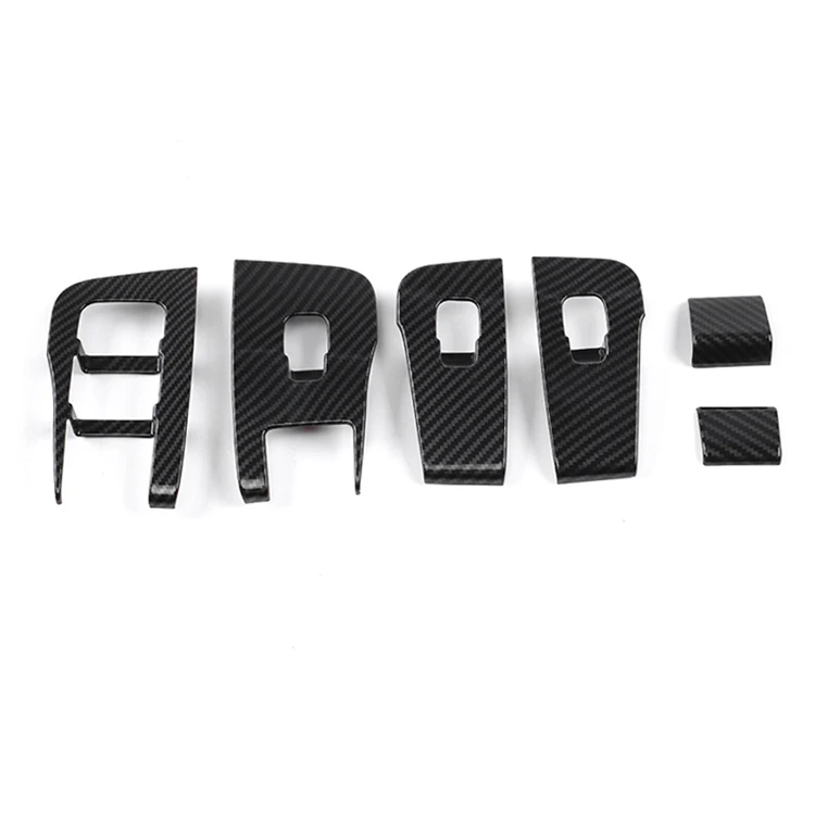

For ABS Matt Carbon Window Door Switch Kit Interior Trims 14 PCS LHD Only For Tesla Model 3
