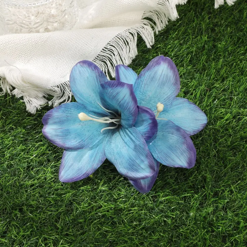Fashion Multicolor Lily Flower Hair Clip Double Flower Design Bohemian Style Duckbill Hairpin Hawaii Headdress Fashion Accessory