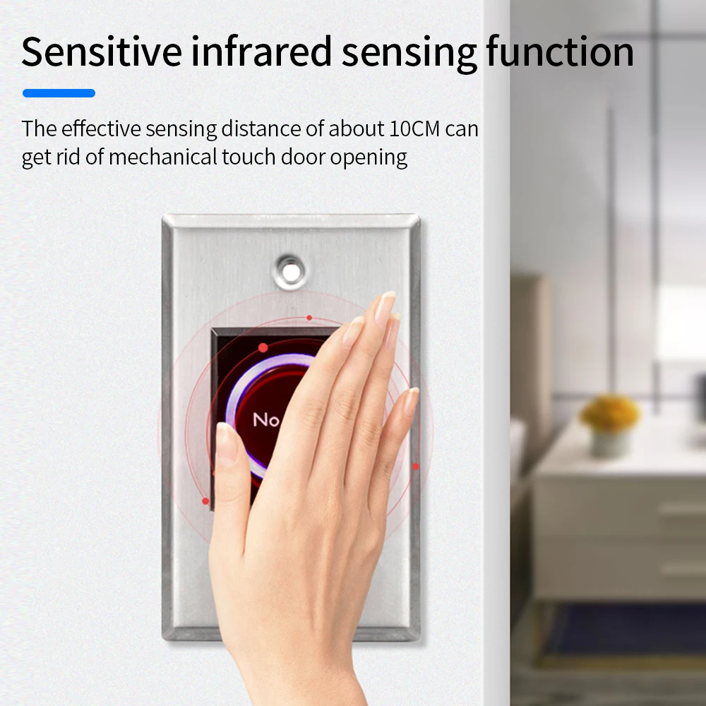 Touchless Door Exit Button Release Switch 12V-24V Electronic Lock Remote Control No Touch Push Switch for Home Security