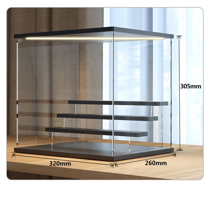 Acrylic Display Case Stand with Lamp for Funko Pop Dustproof Storage Box for Collectibles,Action Figures,Miniature Figurines