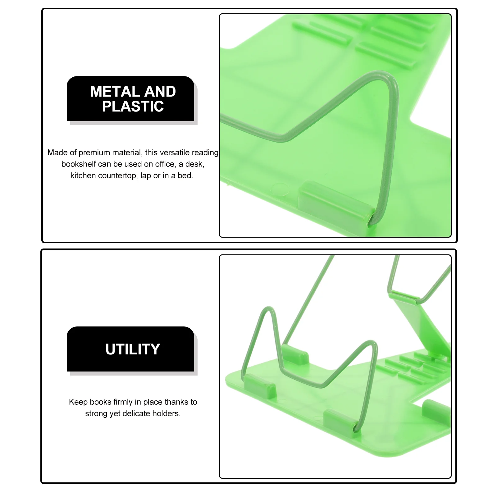 2Pcs Reading Shelf Multi-Angle Adjustable Book Stand Portable Lightweight Book Support for Home Office Dorm Study Reading