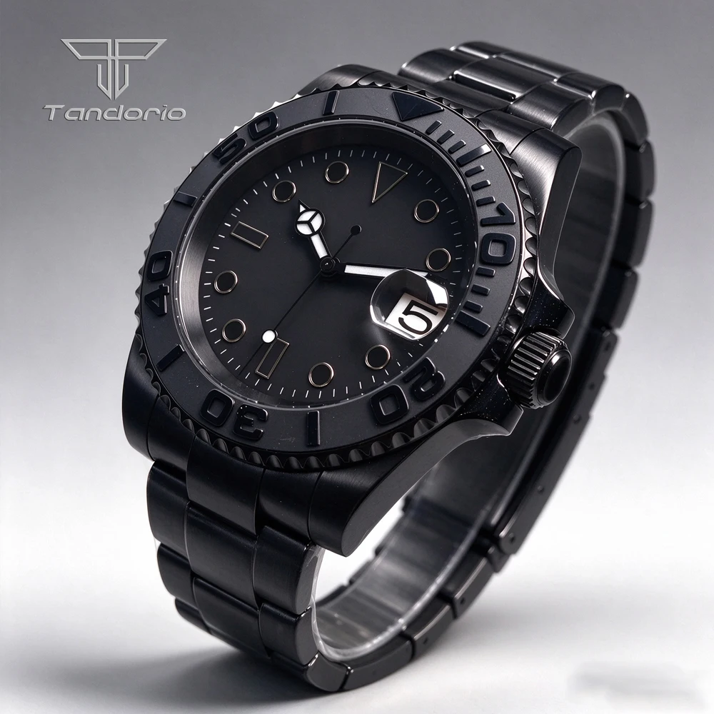 Dive 100M Waterproof Japan NH35A PT5000 Movement Automatic PVD Watch Men Sapphire Glass Ceramic Insert Steel Bracelet Glide lock