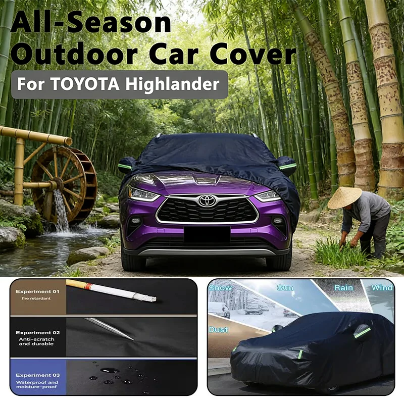 All-Season Car Cover for TOYOTA Highlander - Outdoor Full Protection, Waterproof Dustproof Heat-Resistant