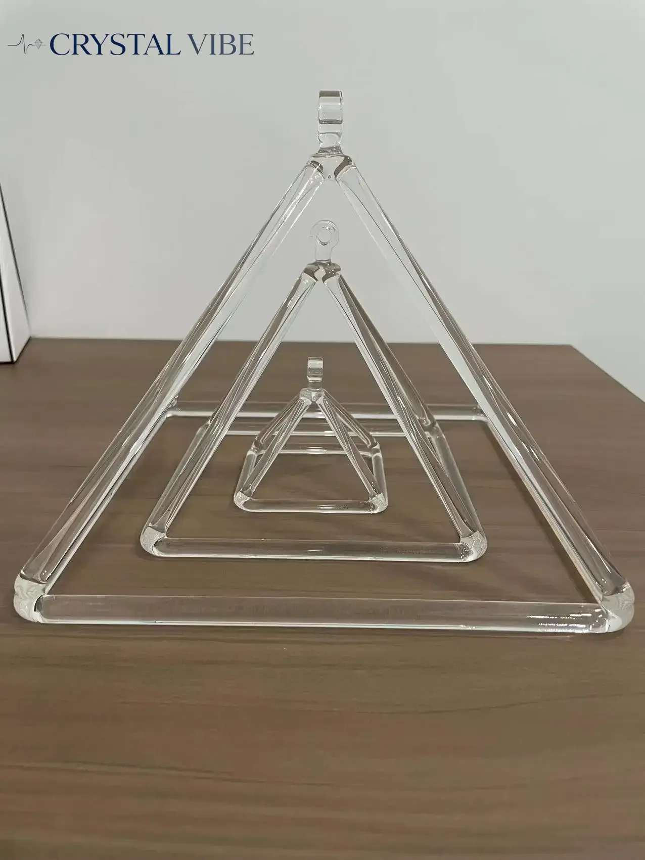 CRYSTAL VIBE 4/8/12in Clear Quartz Crystal Singing Pyramid with Free Rubber Mallet, Sound Healing Yoga Meditation Instrument
