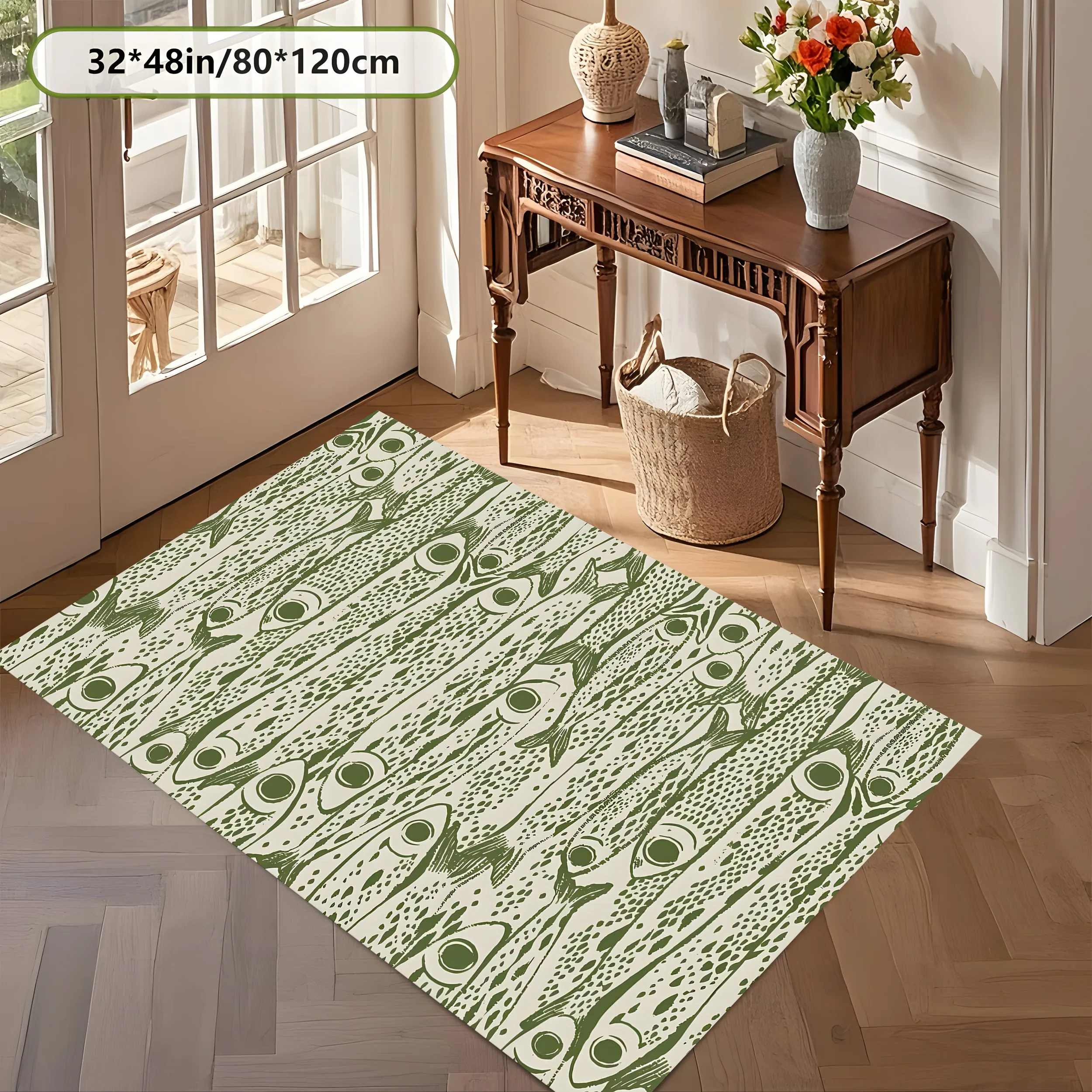 2D Large Carpet All over Fun Fish Niche Art Style for Living Room Bedroom