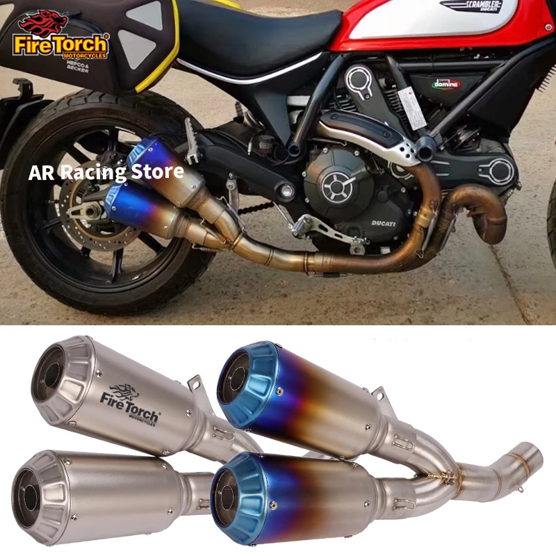 

Motorcycle Exhaust Escape Moto Modify Mid Link Pipe Double Muffler DB Killer Slip On For Ducati Scrambler 800 821 Monster 797