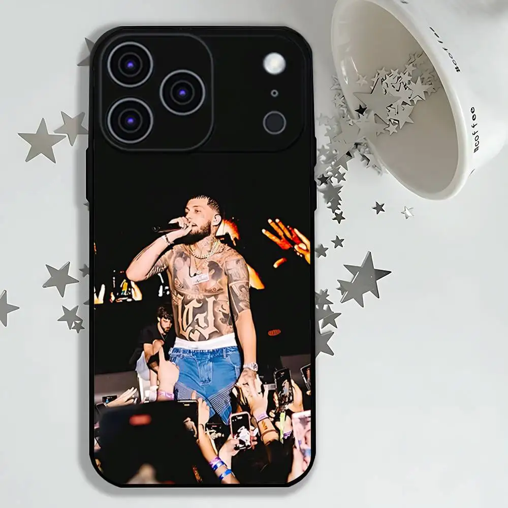 Funda de teléfono para iPhone 17,16,15,14,13,12,11,Pro,Max,Plus,E,Air,Mini funda protectora SINGER Jc Reyes Tour negra
