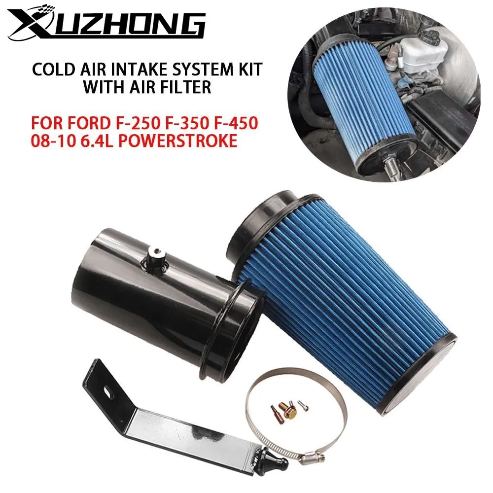 Aluminum  Cold Aair Intake System Kit For Ford F-250 F-350 F-450 08-10 6.4l With Air Filter Powerstroke Diesel