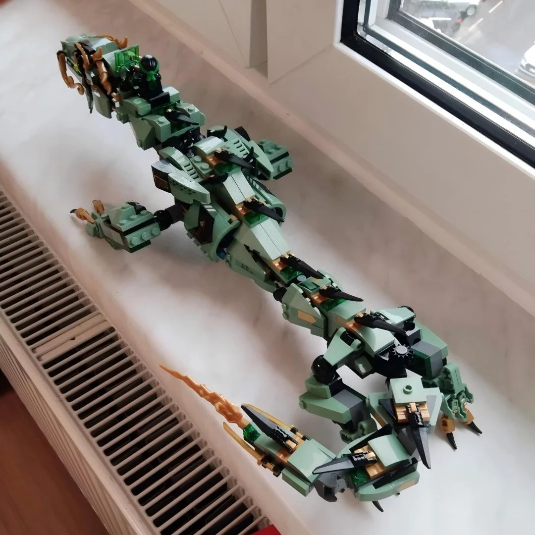 Set di blocchi da costruzione Flying Green Mechanical Dragon 70612 adatti per regali di Natale compatibili con particelle Legoed, 544 pezzi.