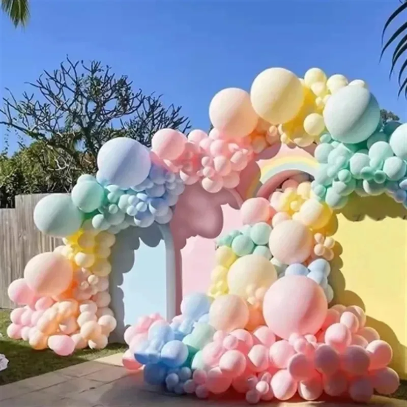 Soft Macaron Balloon Wreath Arch Set, Various Rainbow Colored Balloons, Birthday, Wedding, Baby Gift Party Supplies