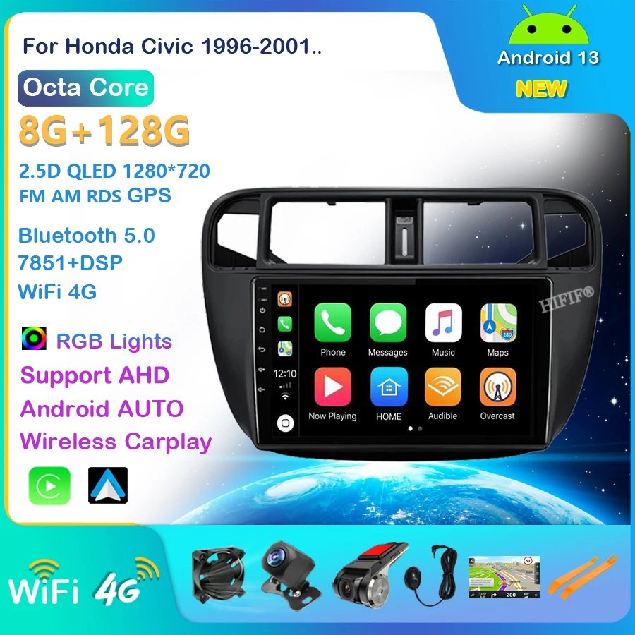 

For Honda Civic 1996-2001 Android 2din Autoradio Car Radio Stereo DSP Multimedia Player Navigation GPS No Tape Recorder