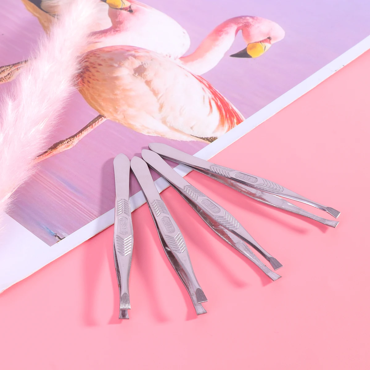 

24PCS Stainless Steel Eyebrow Tweezers Flat Tip Pliers Precision Grooming Facial Hair Removal Durable AntiSlip Design