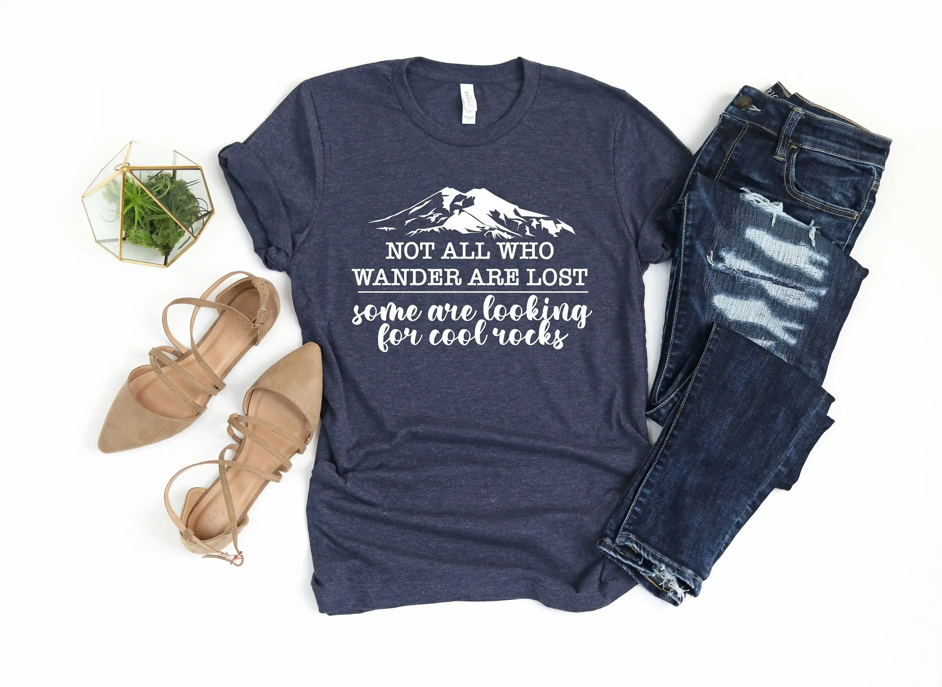 Not All Who Wander Are Lost T Shirt Rock Collectors Enthusiast Geologist Hound For Hiking Tee