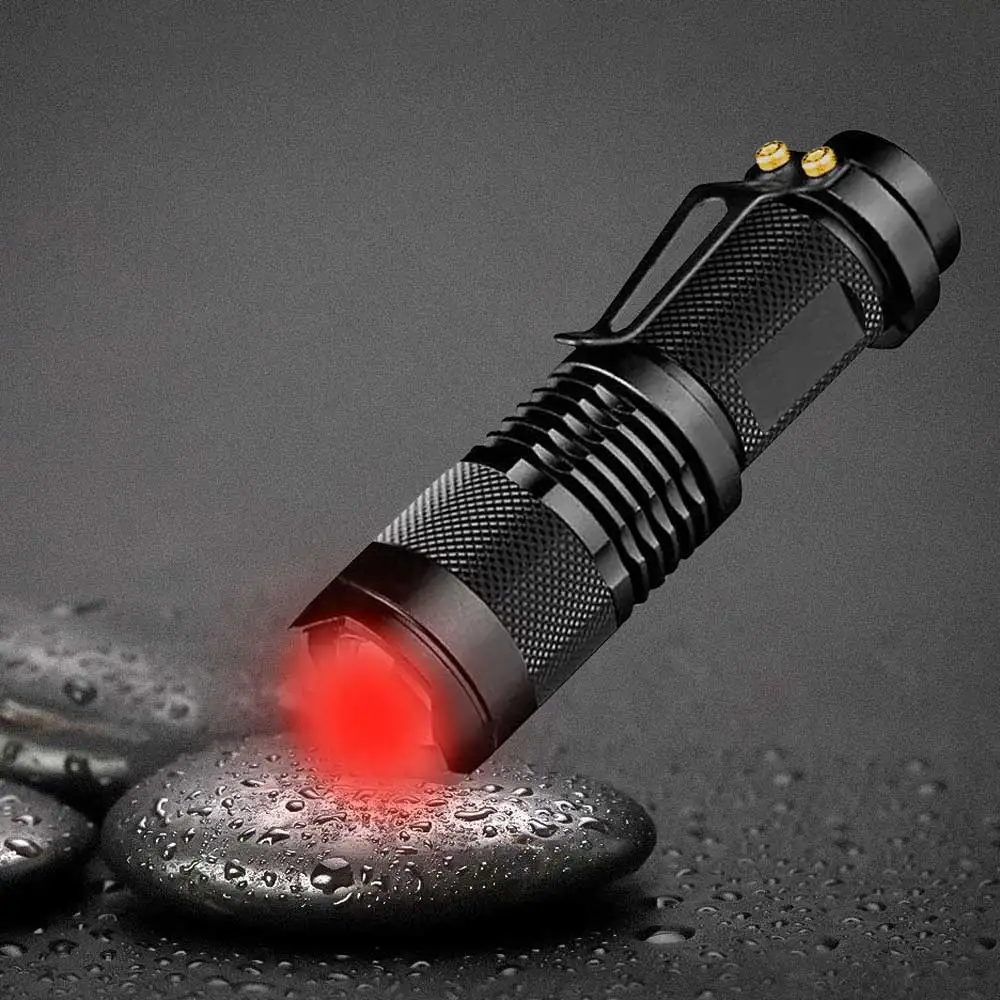 3 Mode Mini Portable Working Flash lamp Red LED Flashlight Zoomable torch flashlight Lighting lantern Use AA 14500 Battery Light