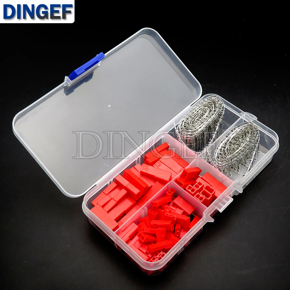 50Set 2.54Mm Jst Syp 2P 2Pin Vrouwelijke & Mannelijke Rode Plug Behuizing Crimp Terminal Connector Kit JST-SYP-2A voor Rc Lipo Batterij