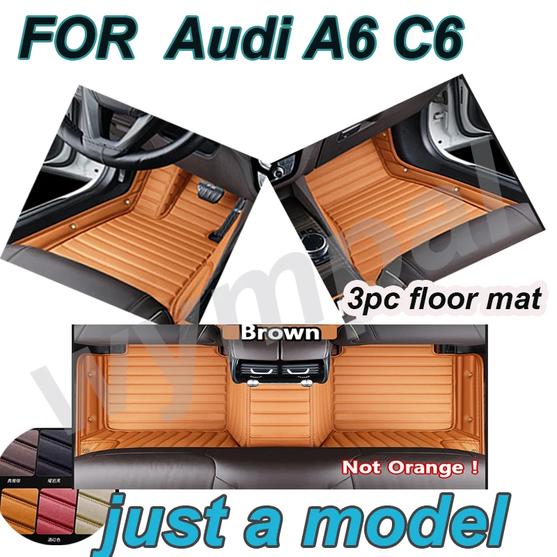 

РОСКОШНЫЕ автомобильные коврики на заказ для Audi A6 C6 2005 2006 2007 2008 2009, авто роскошные кожаные мужские и женские автомобильные коврики, полные