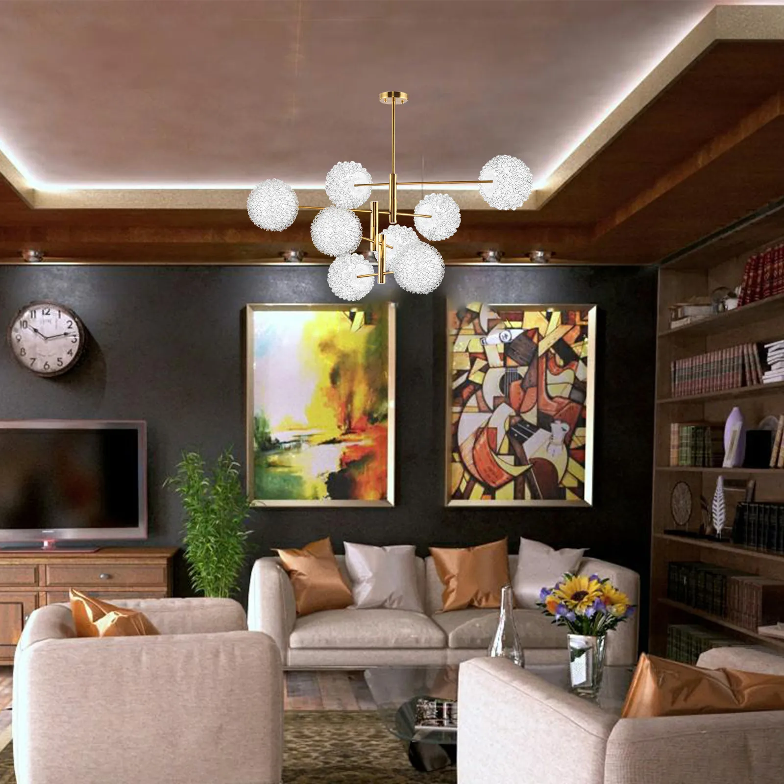 

Декоративный стеклянный абажур-шар с алюминиевым каркасом, простая установка, универсальное применение: для люстр, подвесных, потолочных и настольных светильников