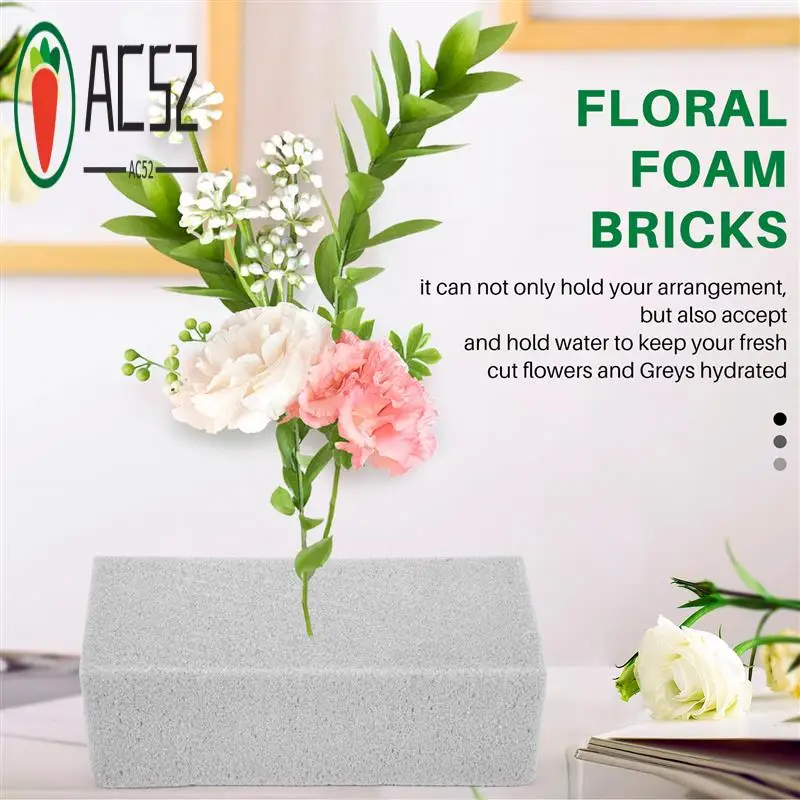 AC52-4Pcs Dry Floral Foam For Artificial Flowers Wet Floral Foam Bricks Grey Florist Blocks For Flower Arrangement