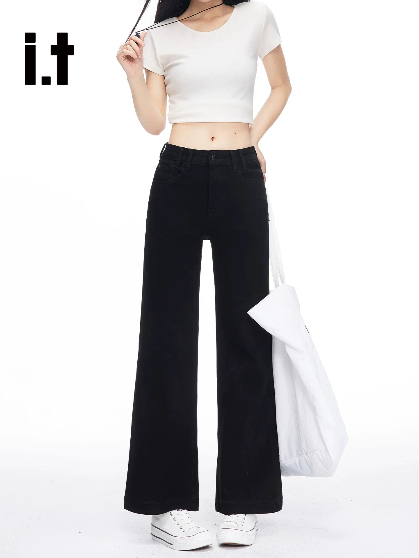 ItCHOCOOLATE Spicy Girl Loose High Waist Black Denim Jeans Women's Slim Straight Leg Pants Autumn Fashion Casual Trousers