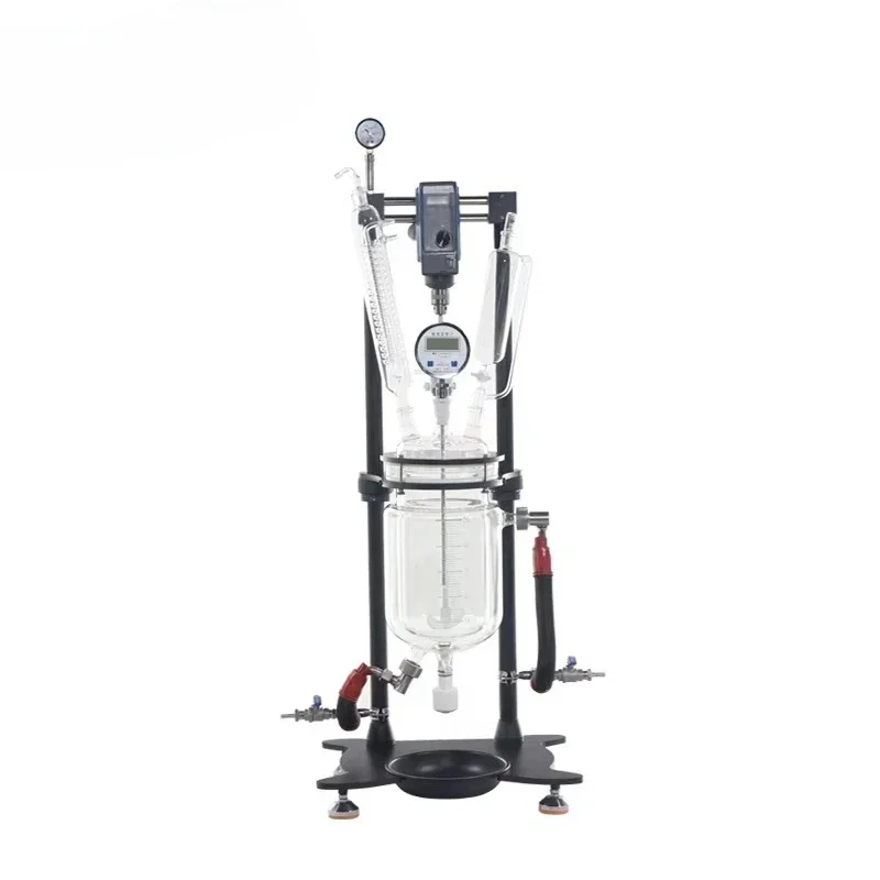 5L laboratory glass reactor, high borosilicate glass, explosion-proof optional, for chemical reactions and crystallization