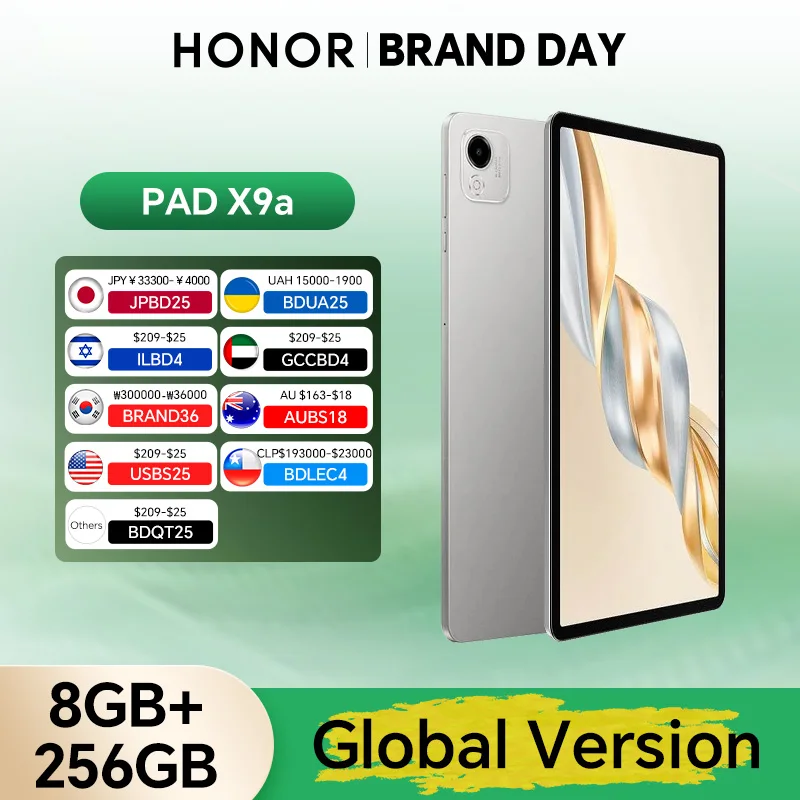New Global Version HONOR Pad X9a 6GB+128GB/8GB+256GB 11.5'' 2.5K 120Hz LCD Screen 8300 mAh Battery 35W SuperCharge WiFi Android