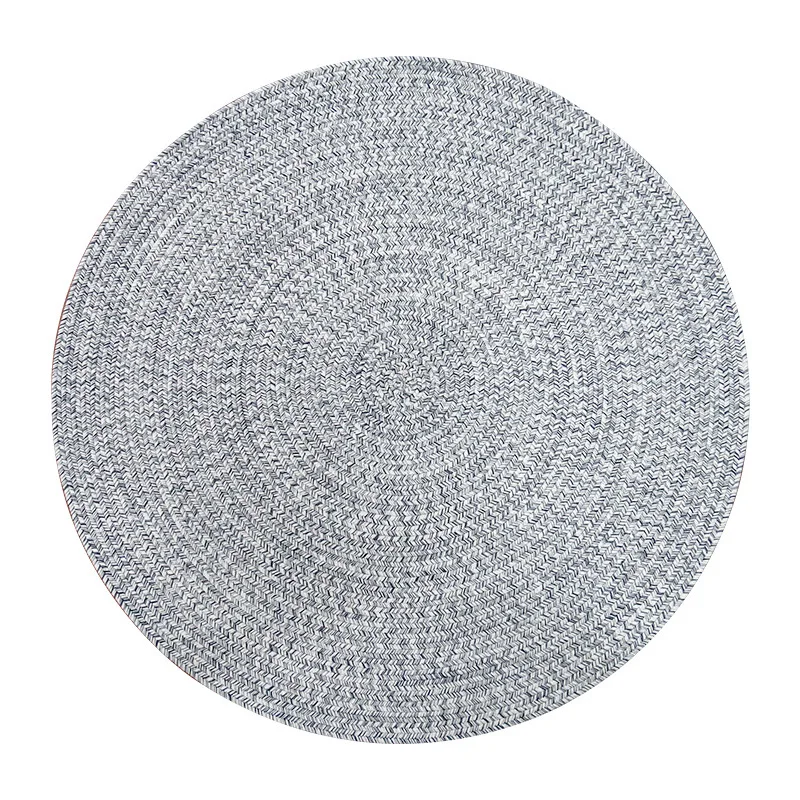 

Simple Round Cotton Carpet Large Rug Decor Japanese style Grey Color Hand Woven Tatami Bedroom Carpet Floor Mat Rug Living Room