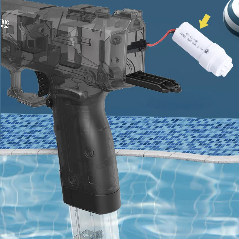 Pistola de água elétrica, blasters de água poderosos, pistolas automáticas de tiro contínuo com som, piscina de verão o