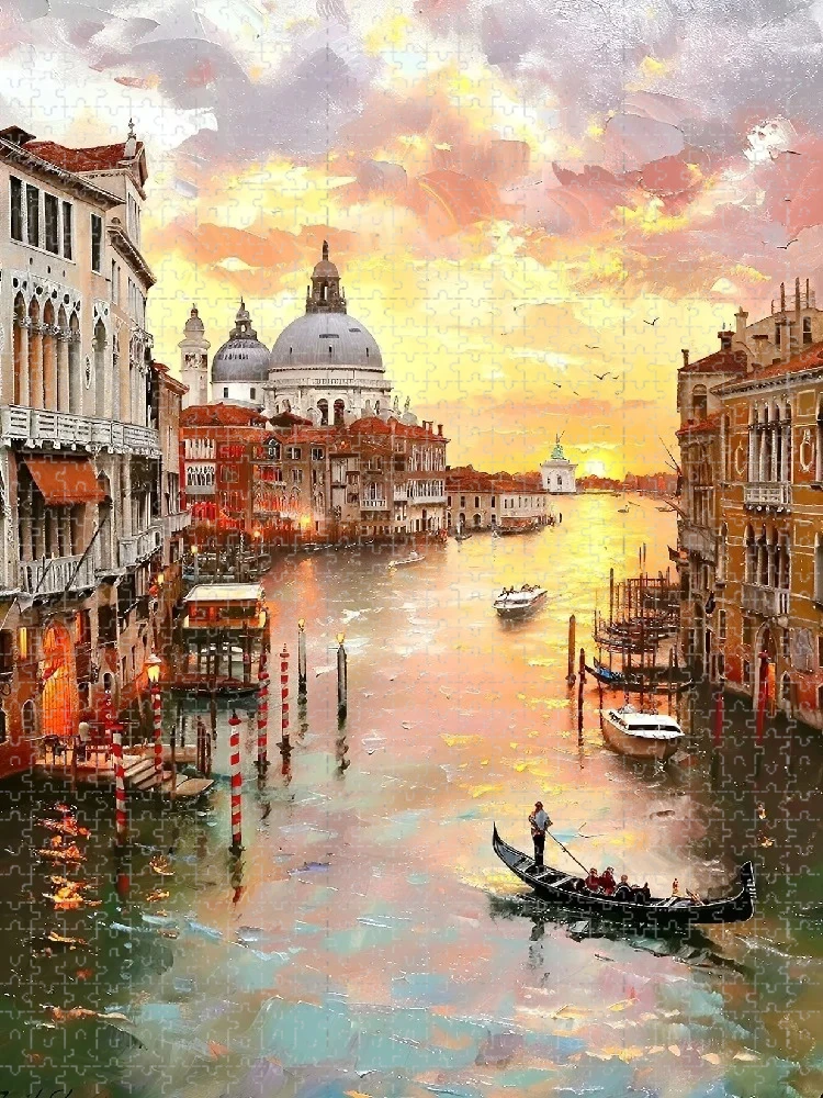500 /1000 PCS Puzzle SVenice Water City Beautiful Diy for Adults Beginners - Handmade, Gifts Home Decoration Games Toy