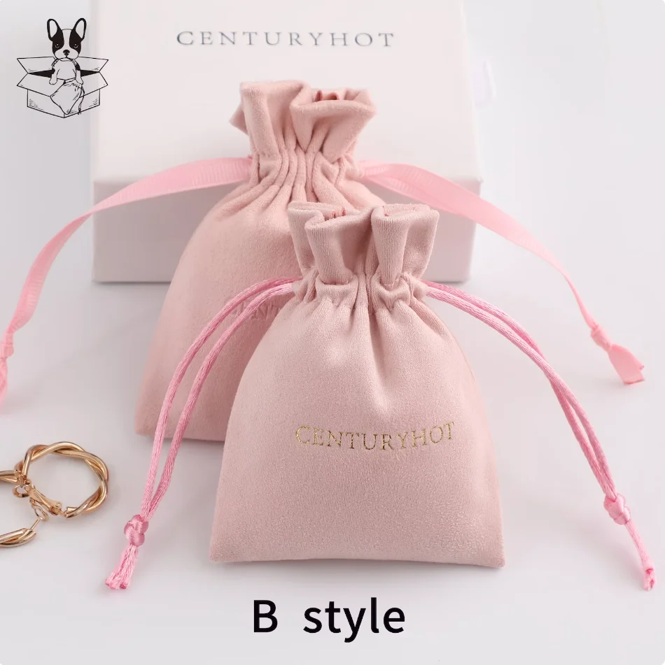 personalized color logo drawstring bag custom bagging bag jewelry pouch necklace bag suede bag skin care product pouch