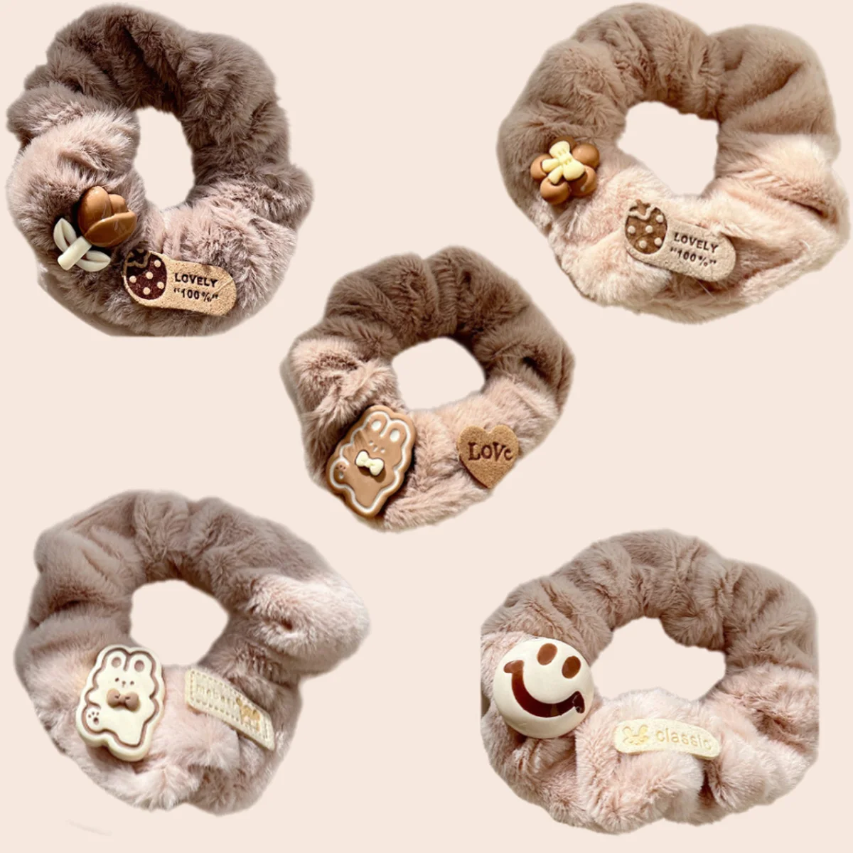 

Furry Large Intestine Hair Loop Cartoon Cute Little Bear Rabbit Temperament Versatile Hair Accessory for Autumn and Winter