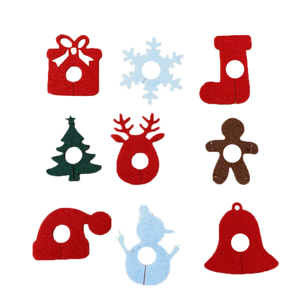 

9Pcs Christmas Wine Glass Identifiers Party Cup Markers Glass Charms Red Wine Drink Tags Holiday Decor Christmas Drink Tags