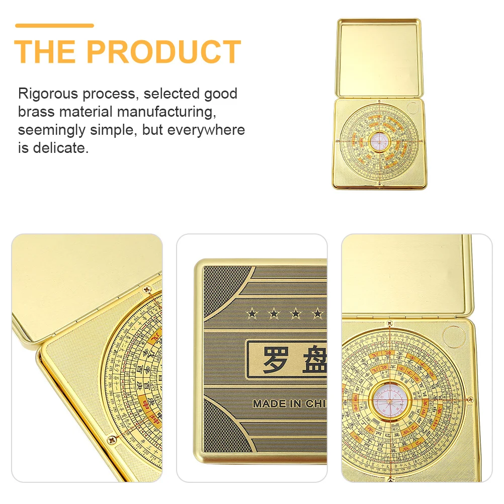 

Brass Chinese Compass Divination Tool Retro Feng Shui Locator Portable Metal Direction Finder Home Decor Ornament