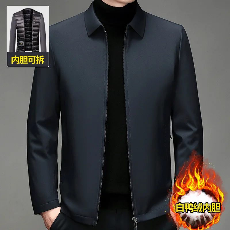 2 في 1 انفصال اصطف أسفل سترة الرجال الأعمال الرسمية شتاء دافئ بطة أسفل معطف مبطّن لأبي casacas الفقرة hombre JK-183