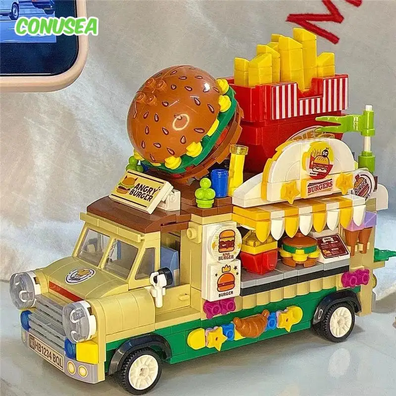 

Hamburger Ice Cream Burger Car Building Blocks Food Truck Creative Model Puzzle Assembly Toys for Boys Girls Kids Birthday Gifts