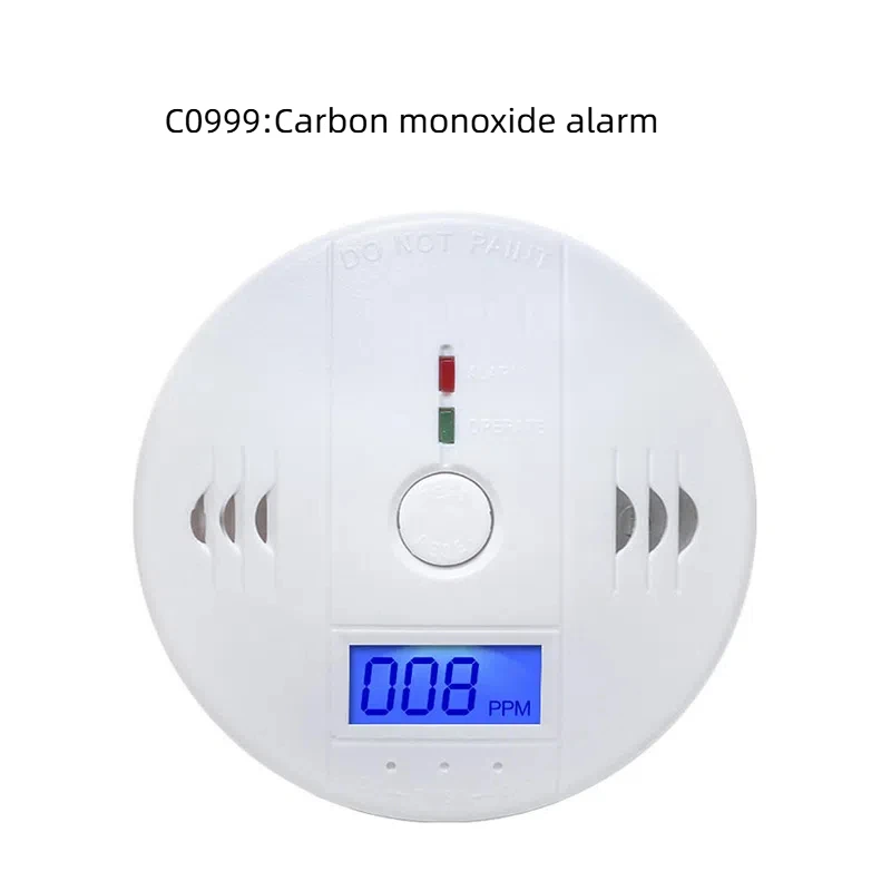 Independent CO Alarm Sensor Carbon Monoxide Alarm Detector 85dB High Sensitive Warning LCD Photoelectric Display for Home Hotel