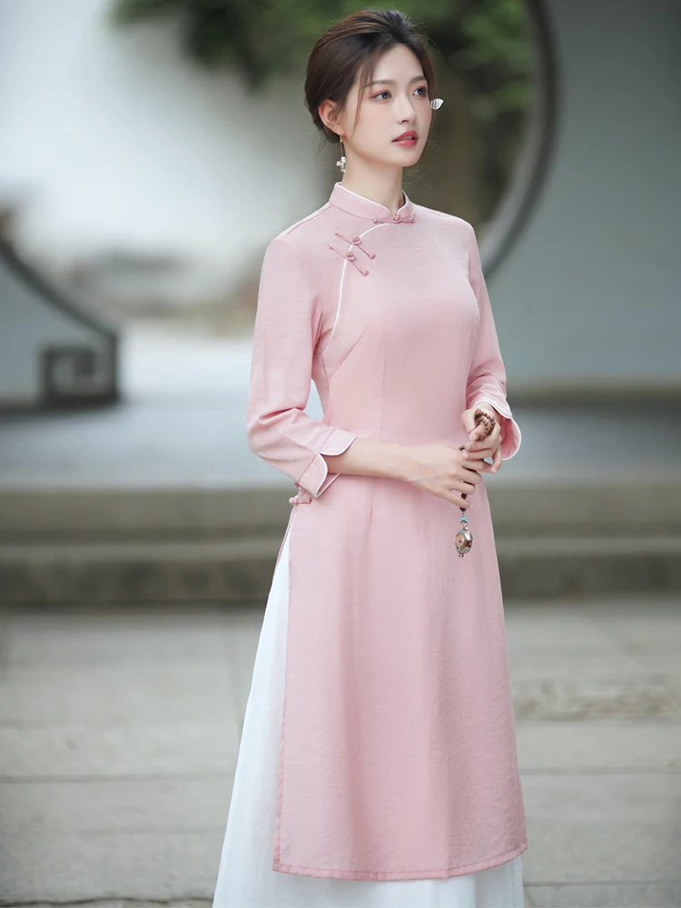 

Cloud Weaving Spring Summer Tea Ceremony Women's Artistic Sle Fairy Aosphere Mid-Length Top Ear Pier orm Set
