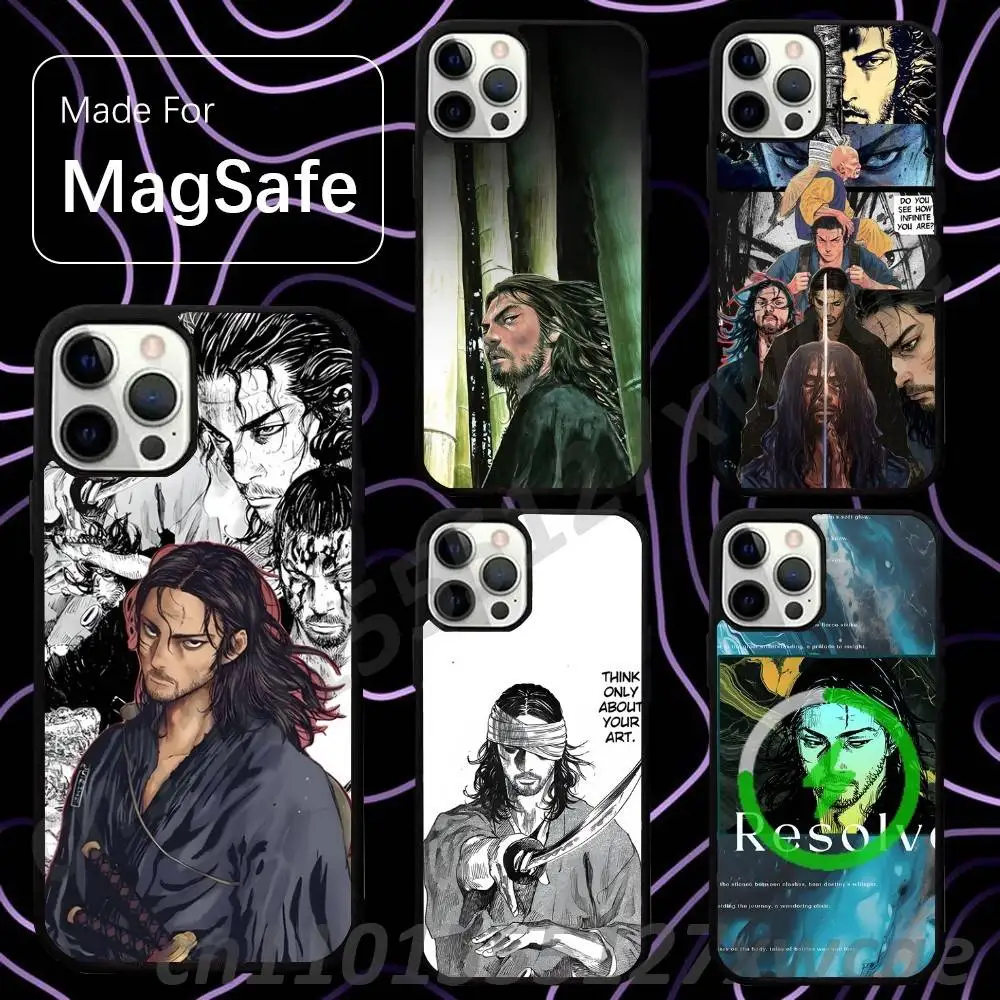 Vagabond Miyamoto Musashi For Magsafe Wireless Charger Case For iPhone 15,16,17,13,14,11,12,Pro,Max,Plus,E,Air,Mini Magnetic