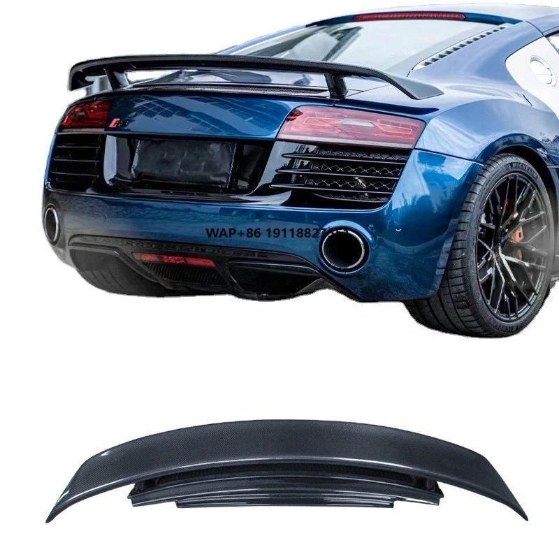 

2008-2015 for Aud R8 V8 V10 COUPE GT Style Carbon Fiber Rear Spoiler GT Wing with Base Panel Plate