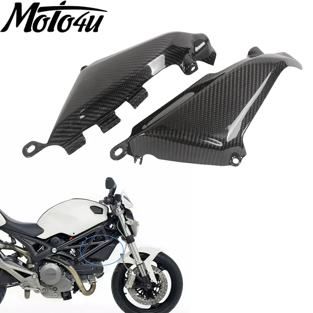 

100% Carbon Fiber Side Covers Gloss Twill Fairings Motorcycle Modification Accessories For Ducati Monster 696 2008