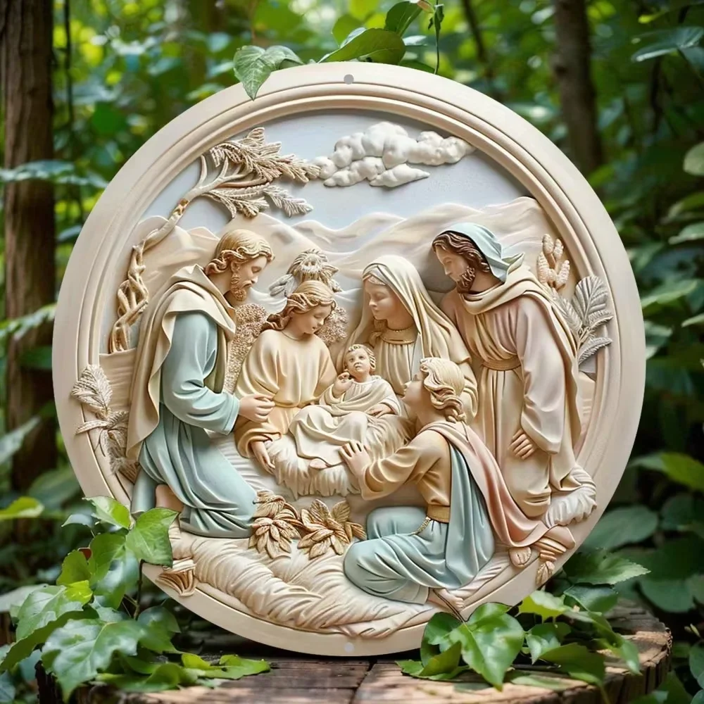 Vintage  New Year's 1pc Classic Nativity Scene Wall Hanging Ornament -The Holy Family of Mary,Jesus,and Joseph