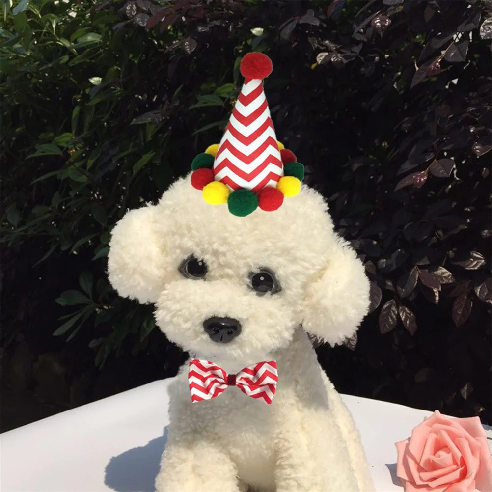 

1 Set Pet Hat with Bow Tie Suit Christmas Dog Cat Decorations Dog Cat Birthday Party Ornaments Pet Christmas Costumes Supplies S