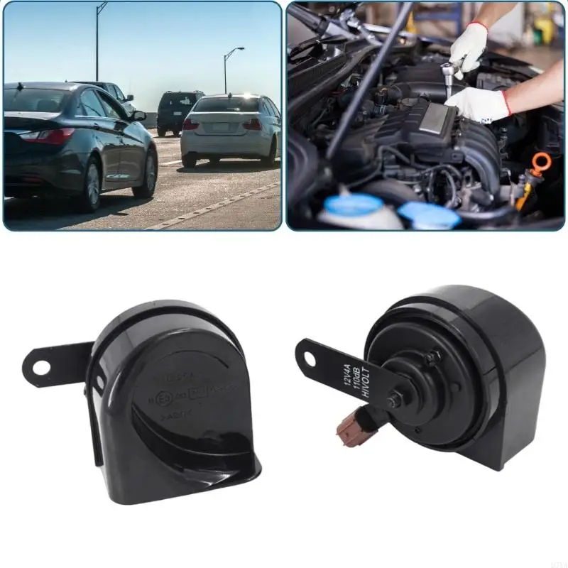 

12V Snail Horn For Vehicles Direct Fit Plug Easy Installation Durability Plastic Car Accessory High Decibel Output 2pcs D7YA