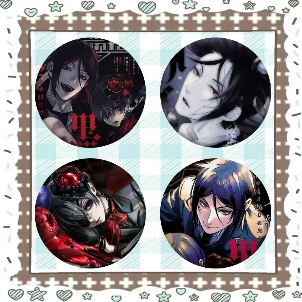 Cartoon Character Violet Gregory Button Pin Cute Anime Ciel Sebastian Michaelis Brooch For Bag Accessories Jewelry Badges Gifts