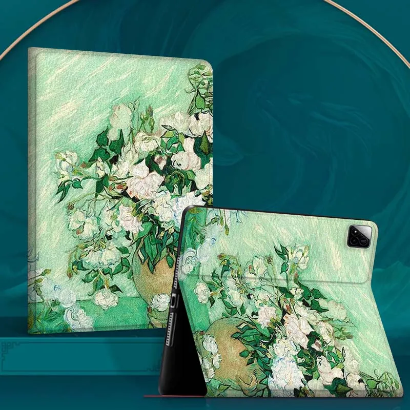 Flower Oil Painting Color For Xiaomi Redmi Mi Pad 4 5 6 6s 7 7s SE Pro 2 11 Plus Max 12.4 11 11.2 12.5 8.7 inch Tablet Case
