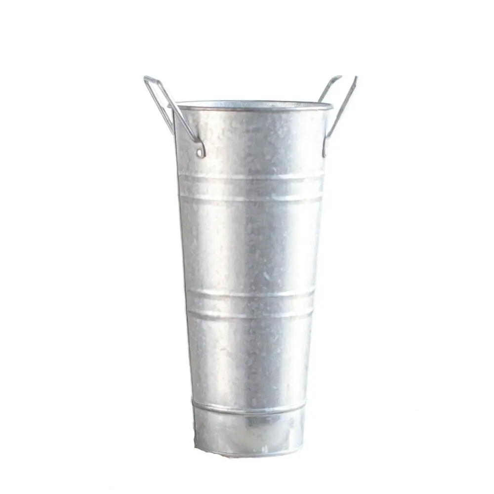 

Beer Barrel Creative Tin Flower Bucket Round Durable Retro Tin Barrel with Handles Protable Wrought Vase Farmhouse Table