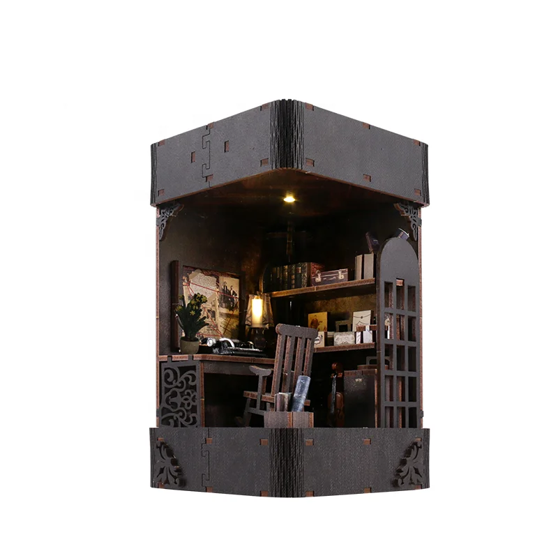 Kit de construction de nichoir à livres DIY, maison de poupée miniature en bois, puzzle 3D, nichoir à livres à assembler, jouets faits à la main